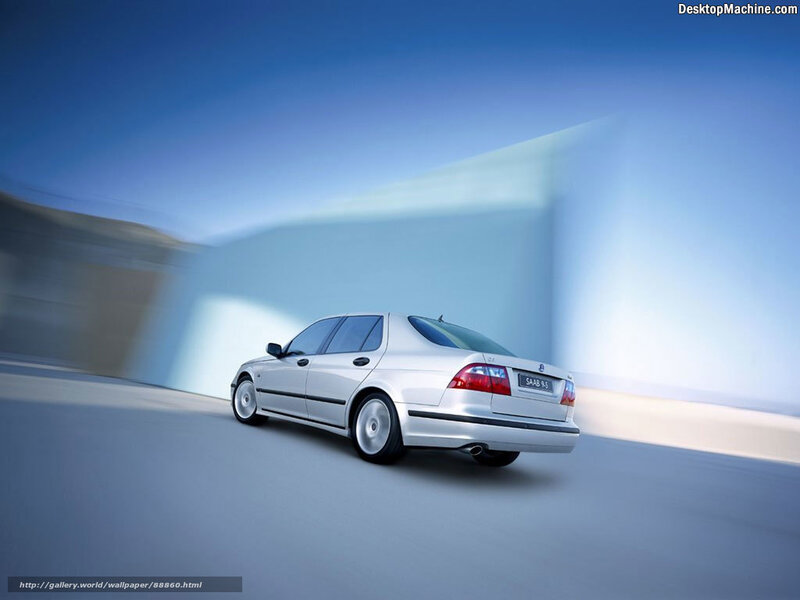Silver Saab 9-5 Sedan — White