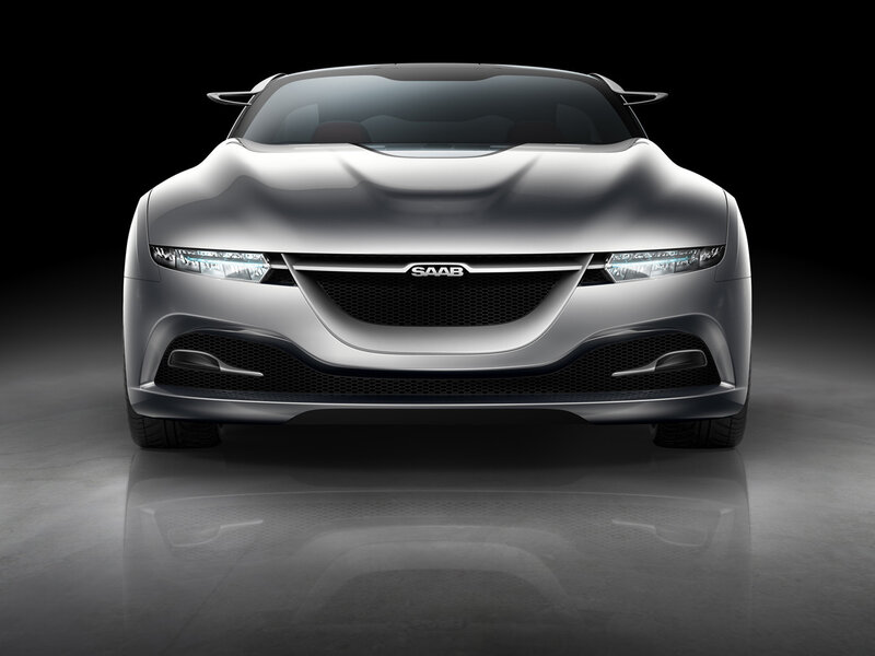 Silver Saab Concept Car — Dramatic