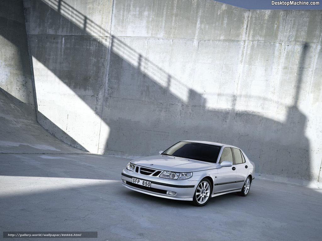 Silver Saab in concrete structure
