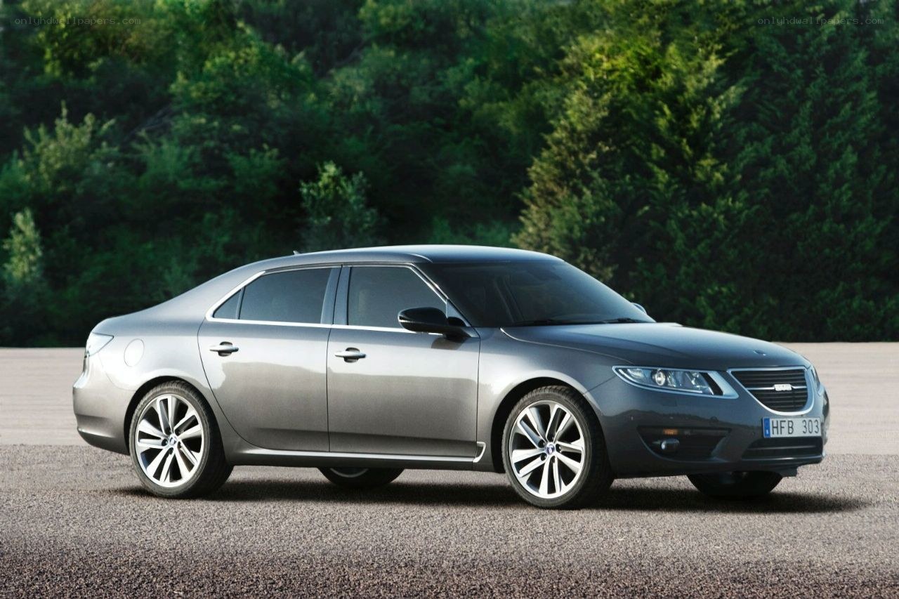 silver saab sedan car