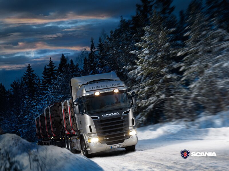 Silver Scania Truck — White