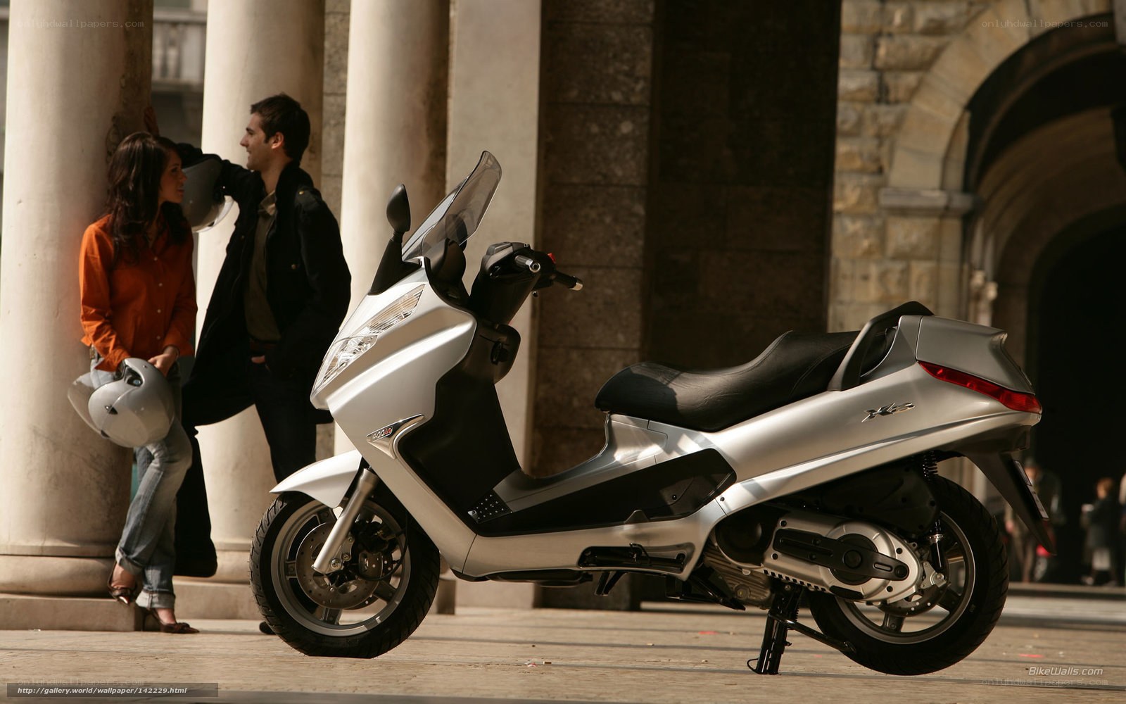 Silver scooter in city