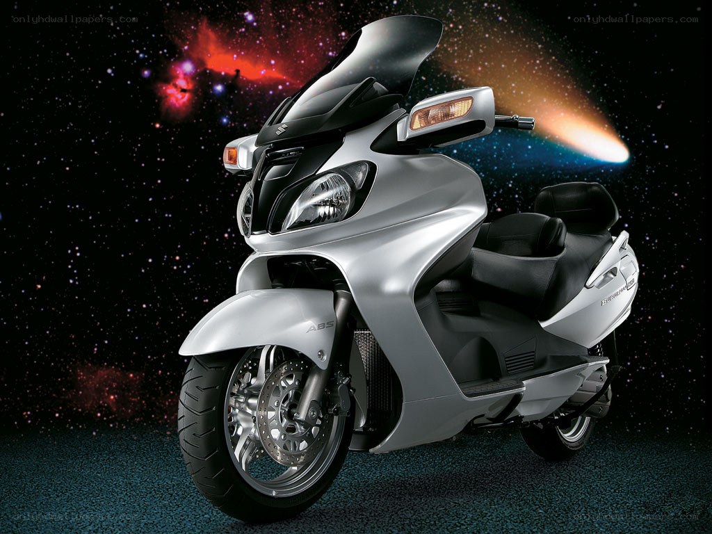 Silver scooter in space
