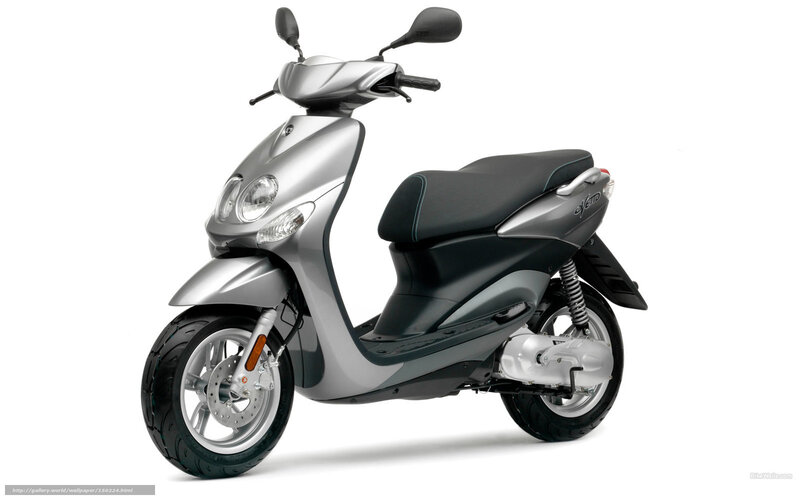 Silver scooter on white background
