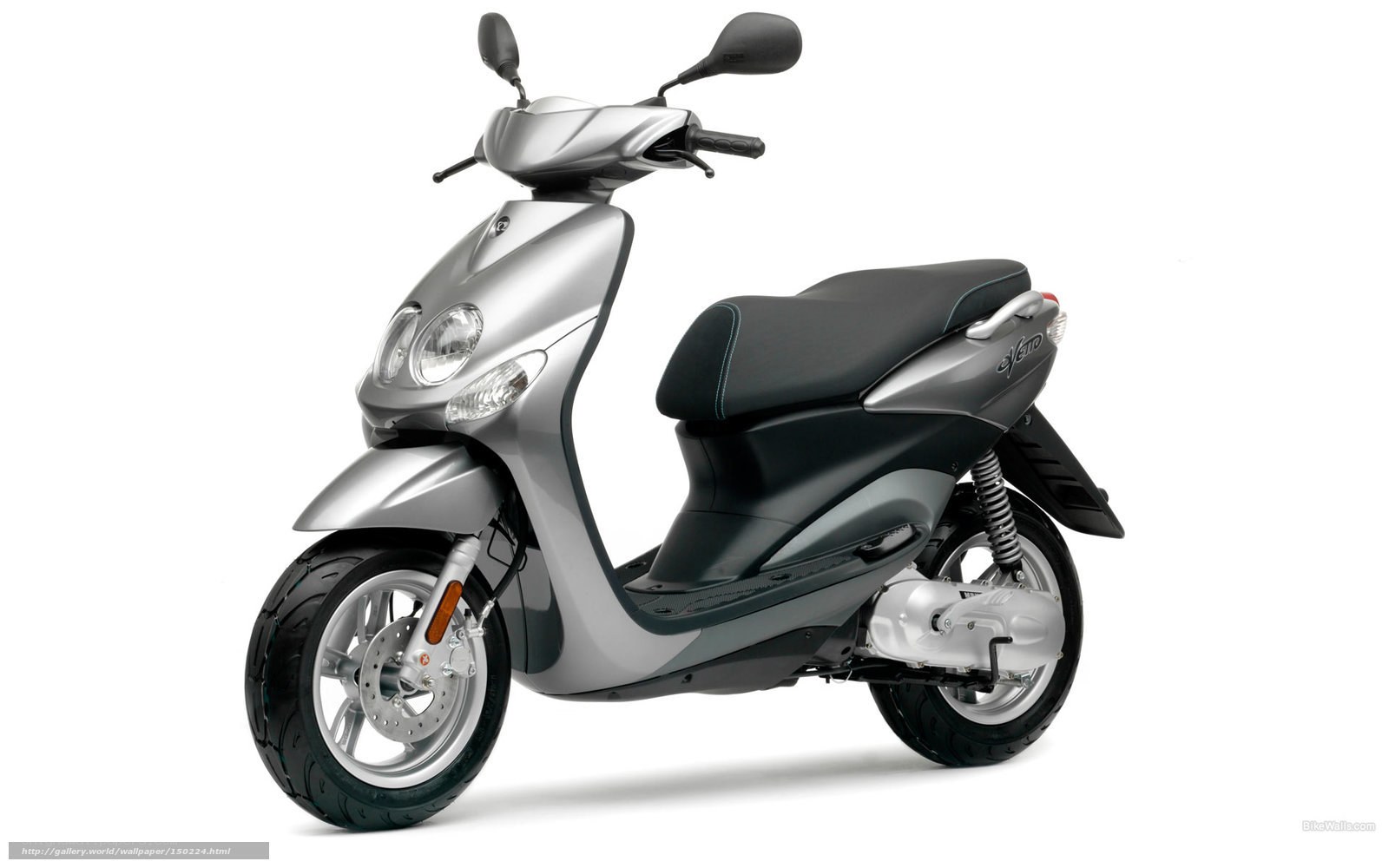 Silver scooter on white background