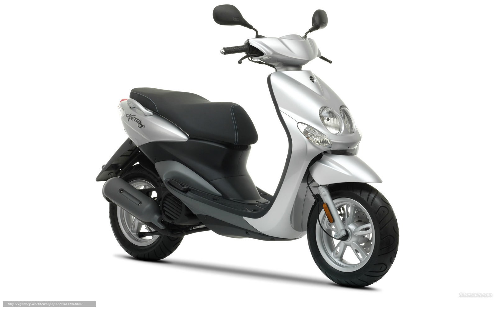 silver scooter on white background