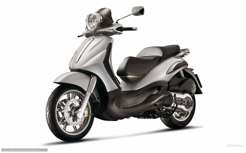 Silver scooter on white background