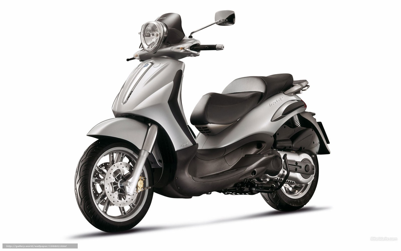 Silver scooter on white background
