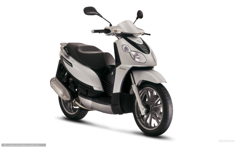 silver scooter on white background