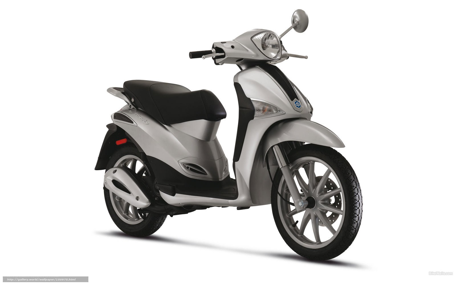 Silver scooter on white background