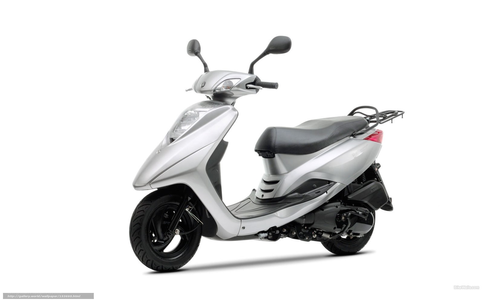 silver scooter on white background