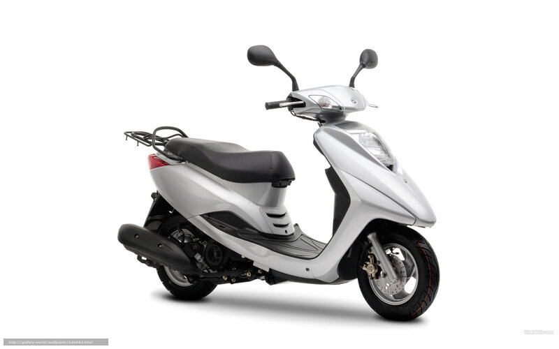 silver scooter on white background