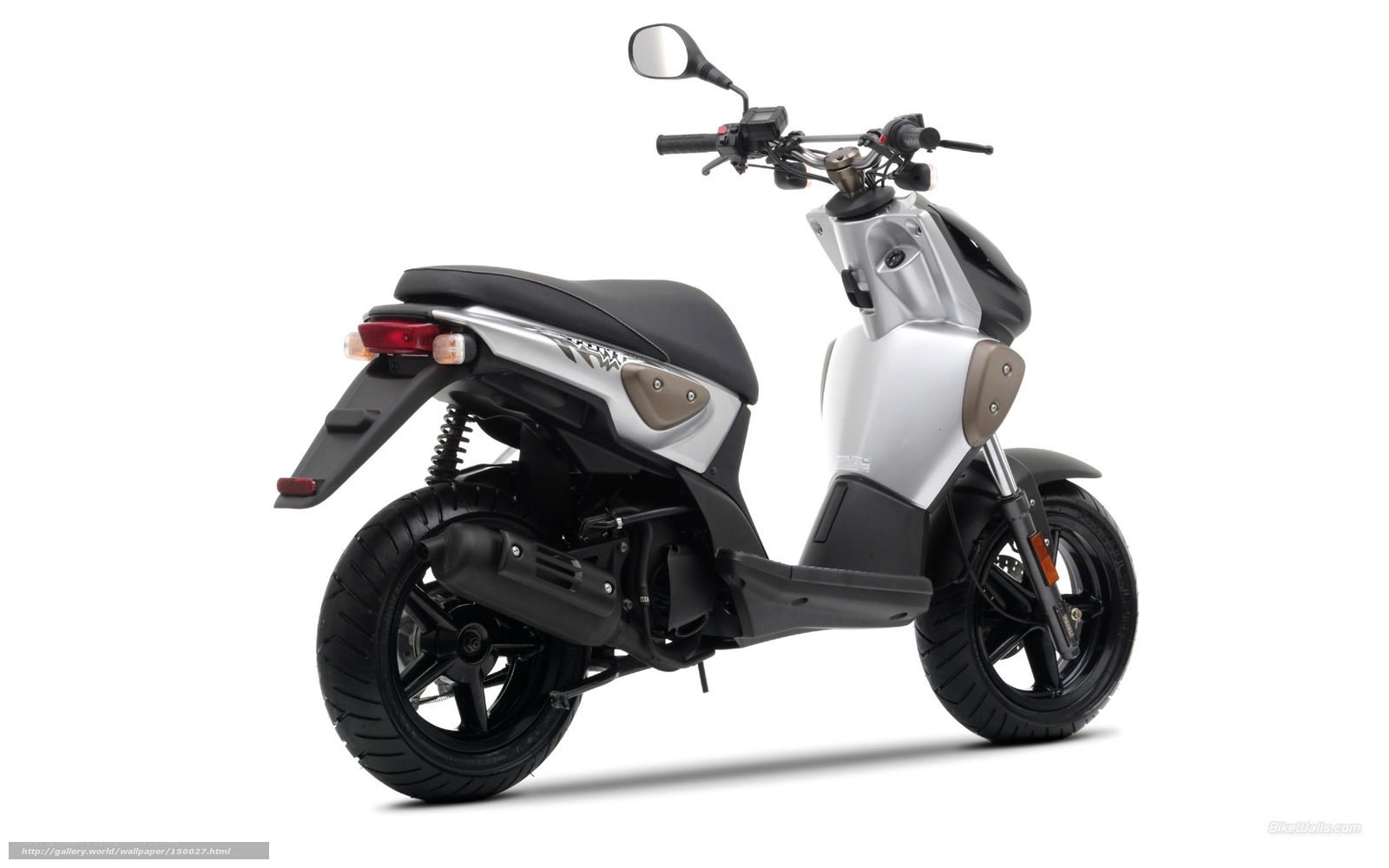 silver scooter on white background