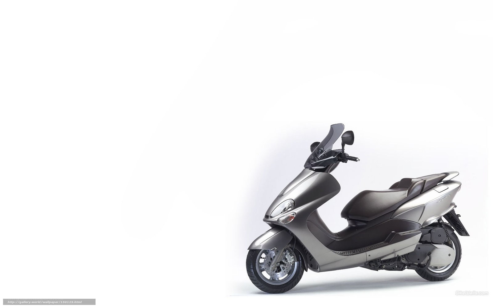 silver scooter on white background