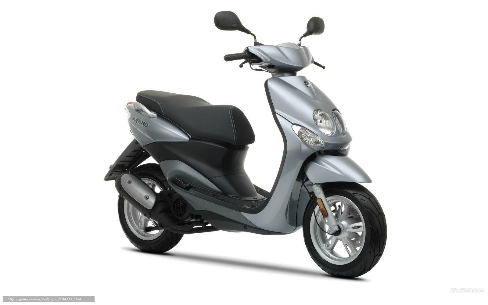 silver scooter on white background