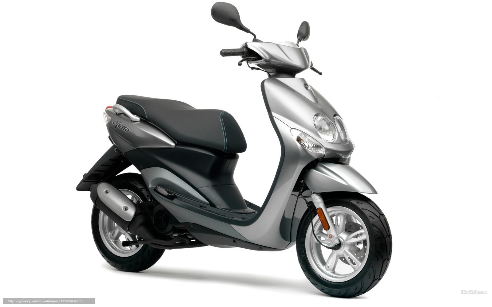 Silver scooter on white background