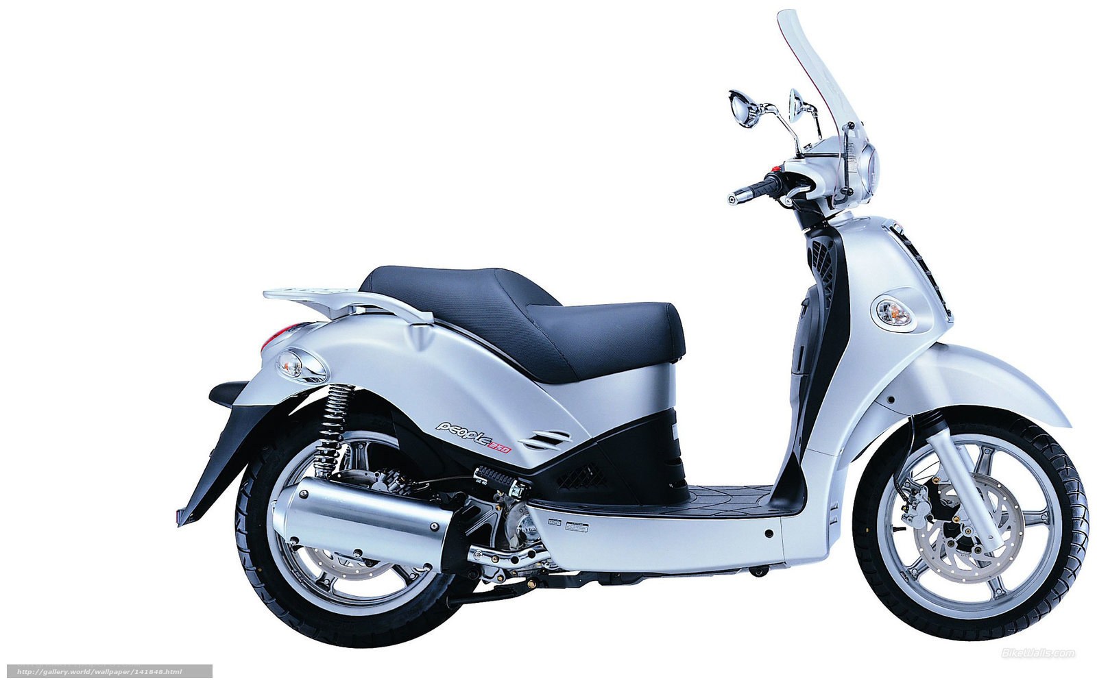 silver scooter with black seat