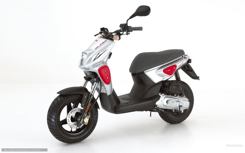 silver scooter with red accents