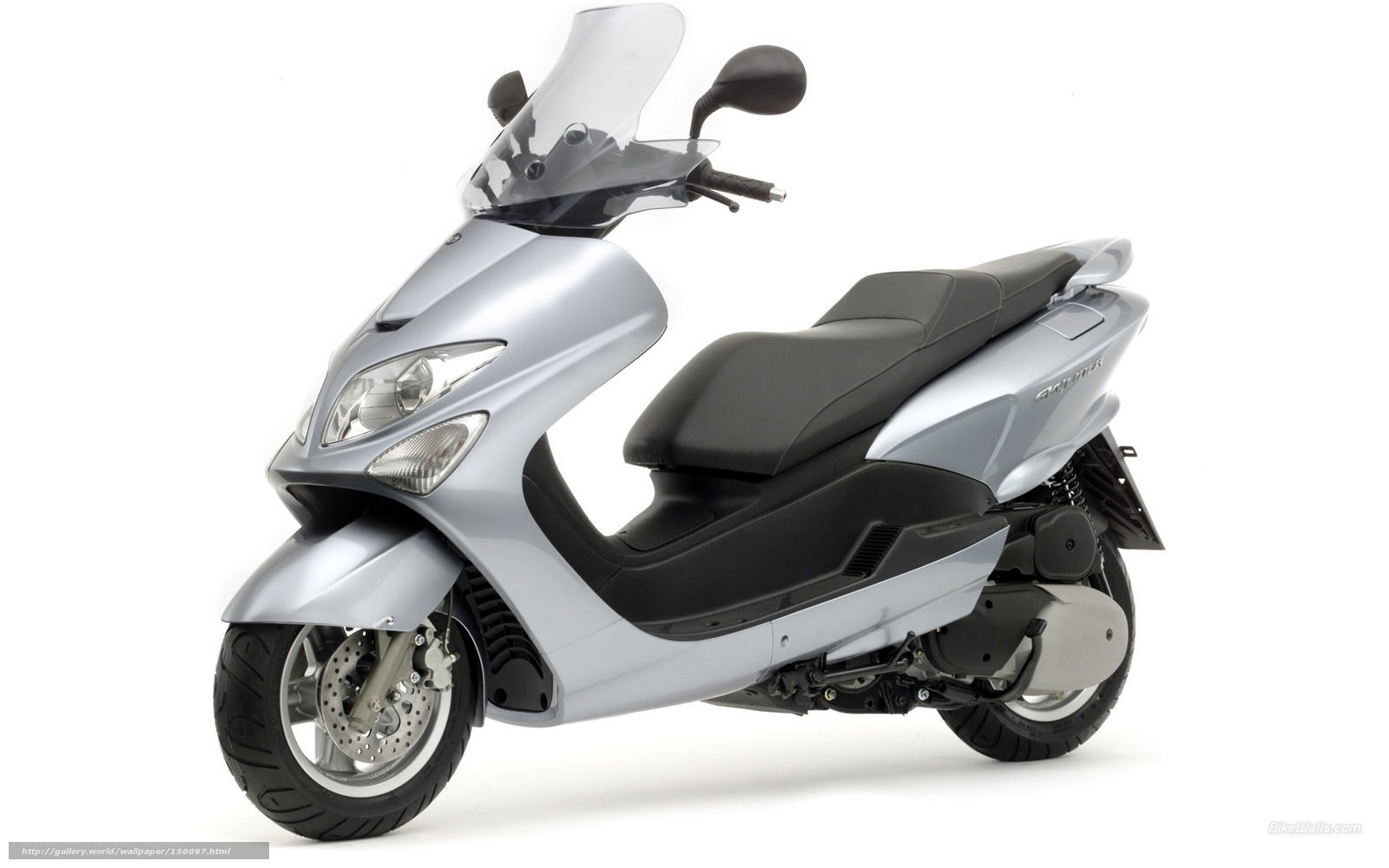 silver scooter with windscreen