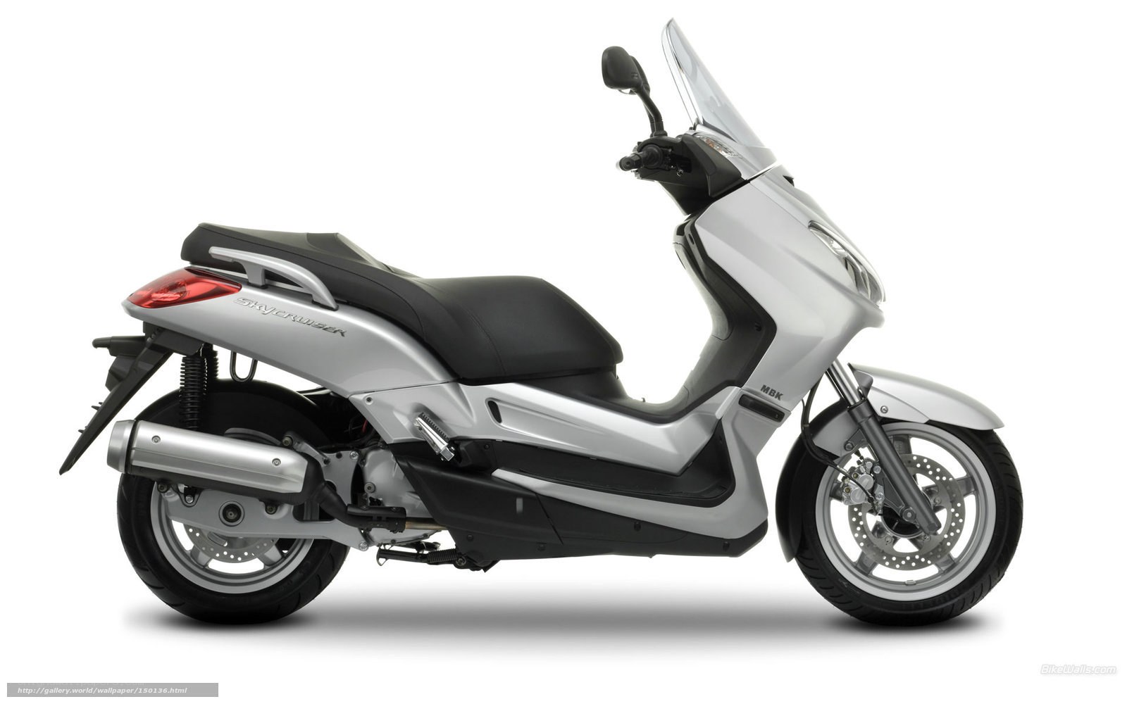 Silver scooter with windscreen