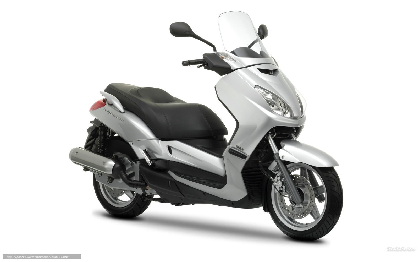 silver scooter with windscreen