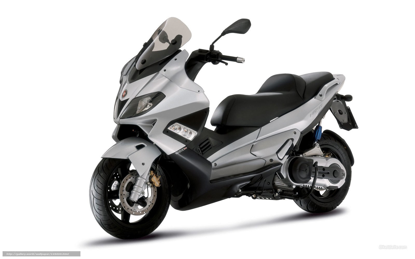 Silver scooter with windscreen