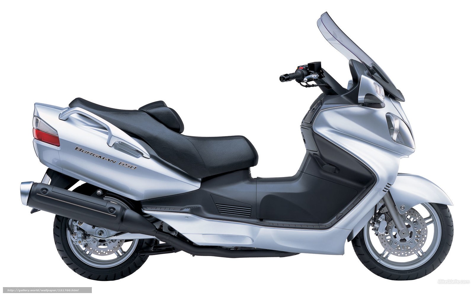 Silver scooter with windscreen