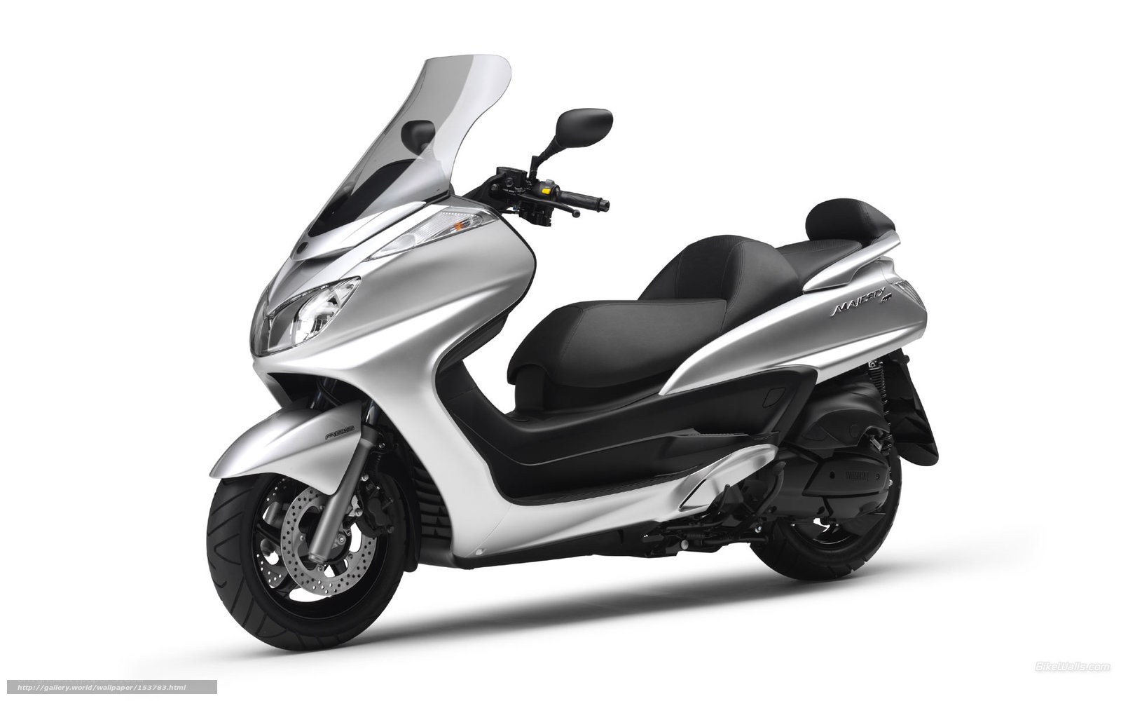 Silver scooter with windscreen