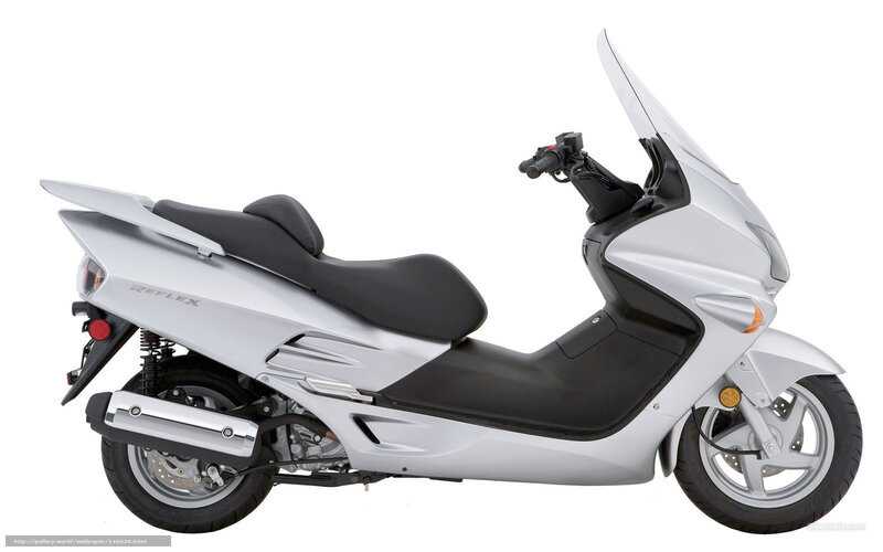 Silver scooter with windscreen