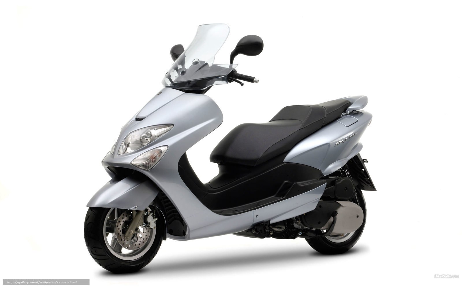 silver scooter with windscreen