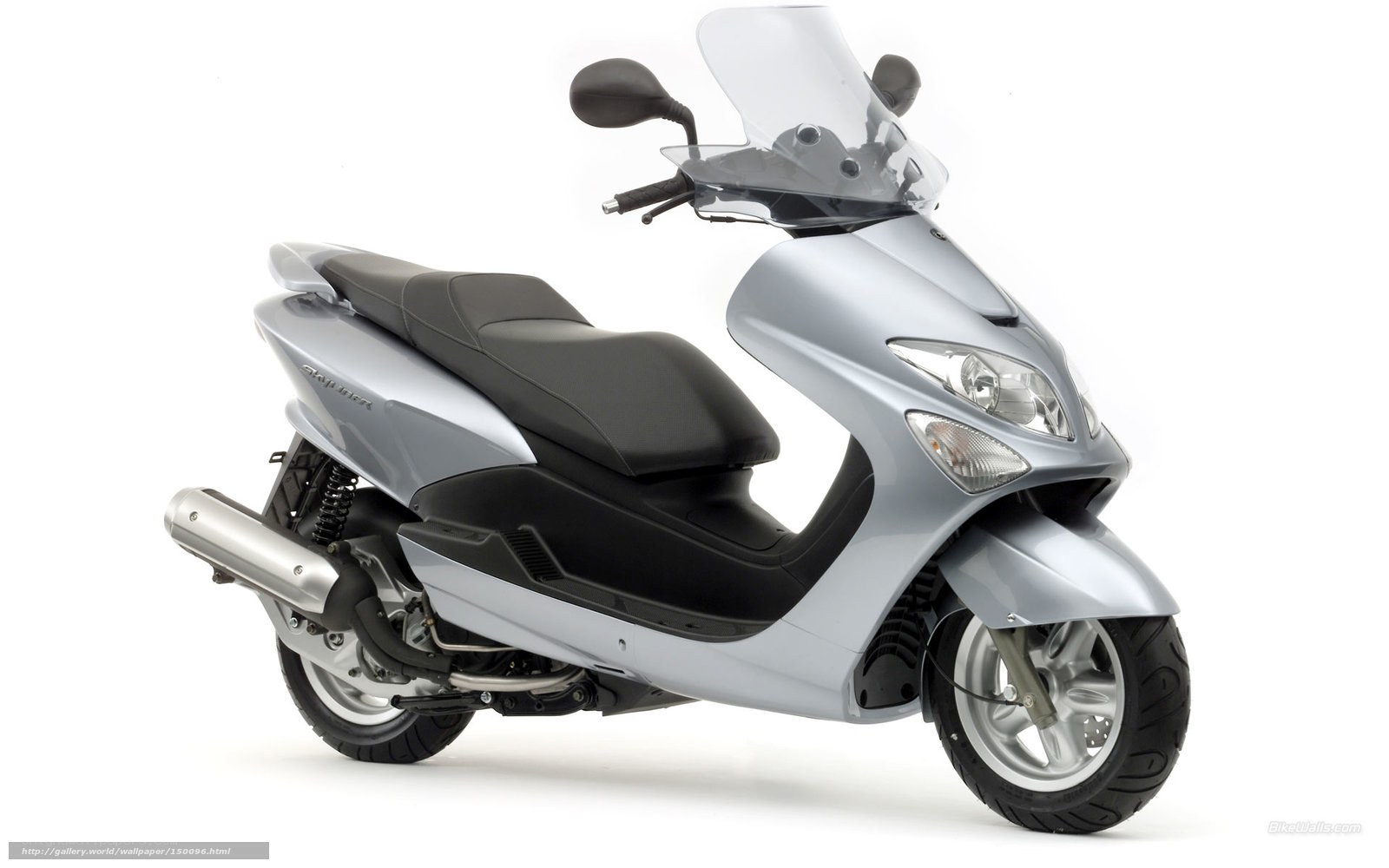 silver scooter with windscreen