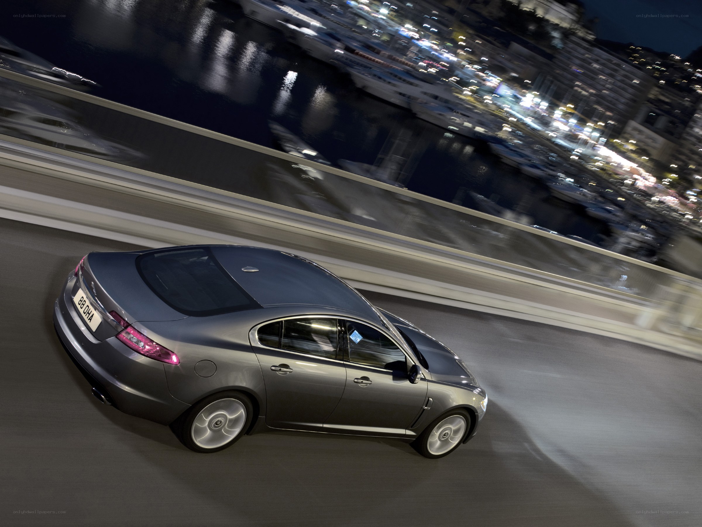 silver sedan at night