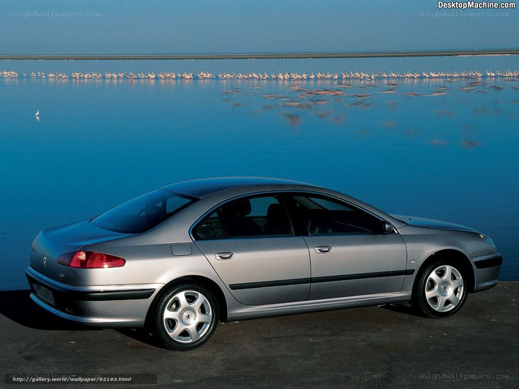 Silver sedan by a lake