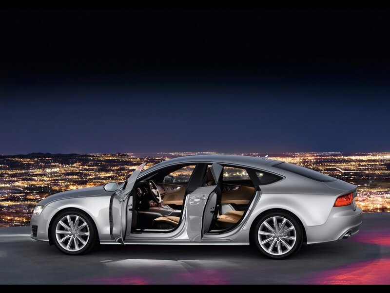 Silver Sedan Car — Dramatic, Night, Photograph, City Lights, Open Doors