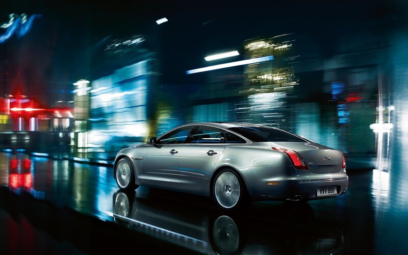 Silver Sedan Car — Dramatic, Night, Photograph, City Lights