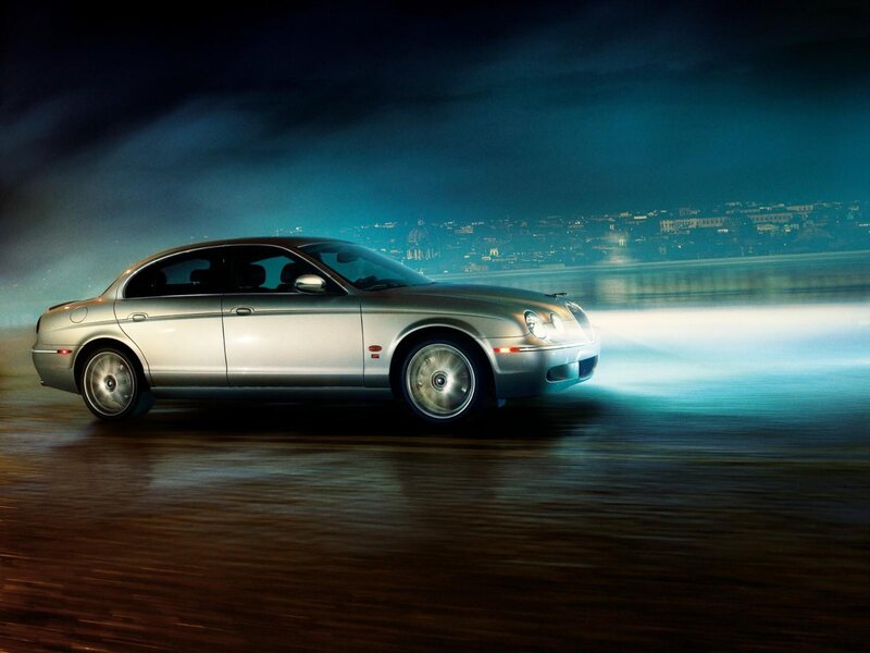 Silver Sedan Car — Dramatic, Night
