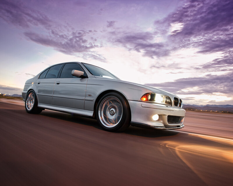 Silver Sedan Car — Dramatic, Sunset, Photograph, Road