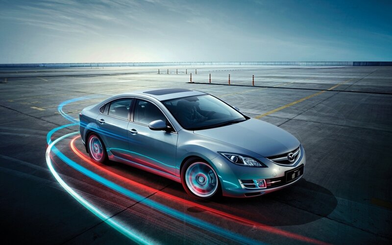 Silver Sedan Car — Dynamic, Afternoon, Photograph, Light Trails