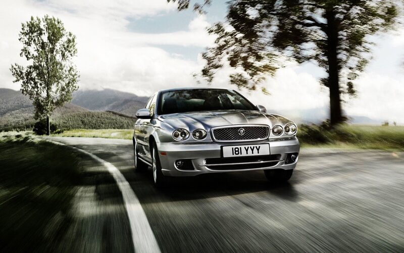 Silver Sedan Car — Dynamic, Afternoon, Photograph, Road, Trees, Mountains, Green