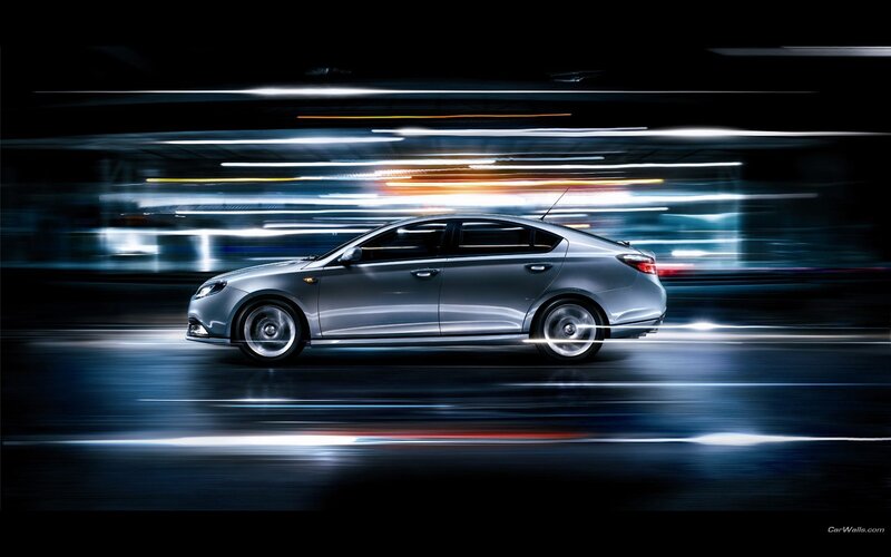 Silver Sedan Car — Dynamic, Night, Photograph, Lights, Road