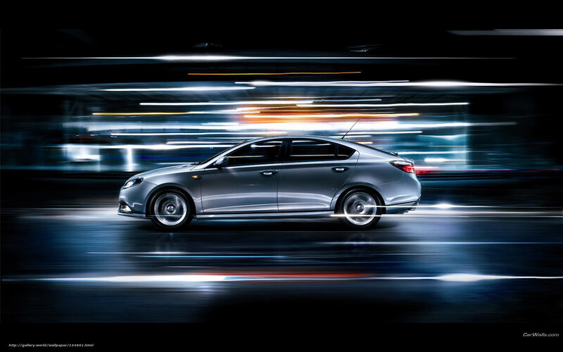 Silver Sedan Car — Dynamic, Night