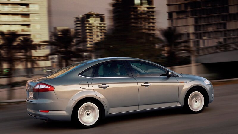 Silver Sedan Car — Dynamic, Sunset, Photograph, City Buildings, Palm Trees