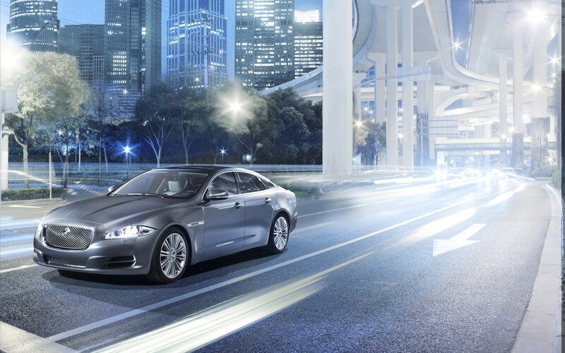 Silver Sedan Car — Gray, Dramatic, Night, Photograph, City Skyline