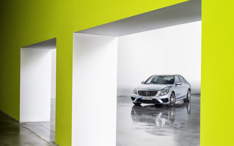 Silver Sedan Car — Lime Green