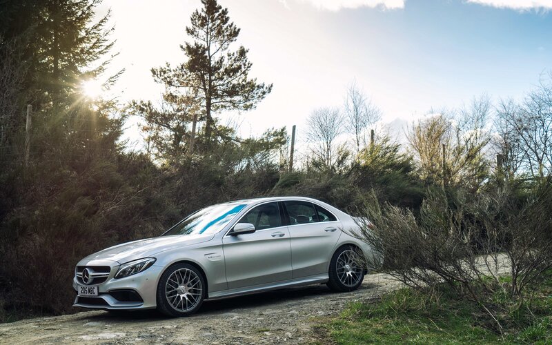 Silver Sedan Car — Serene, Afternoon, Photograph, Trees, Bushes