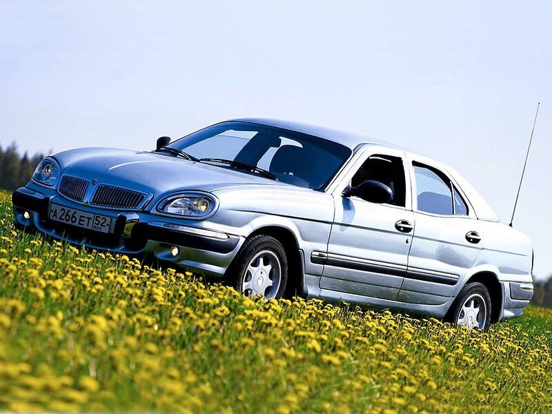 Silver sedan in a dandelion field