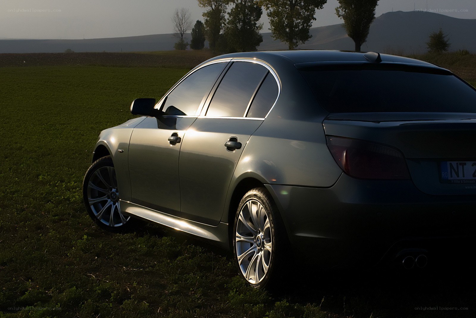 silver sedan in a field