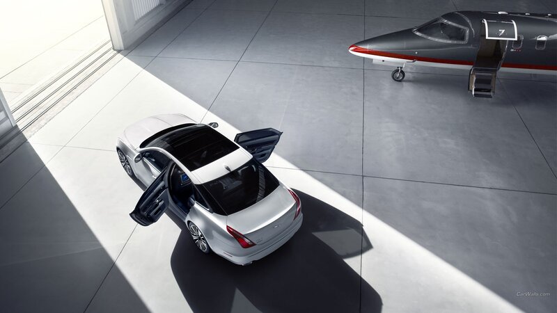 Silver Sedan in Hangar — White