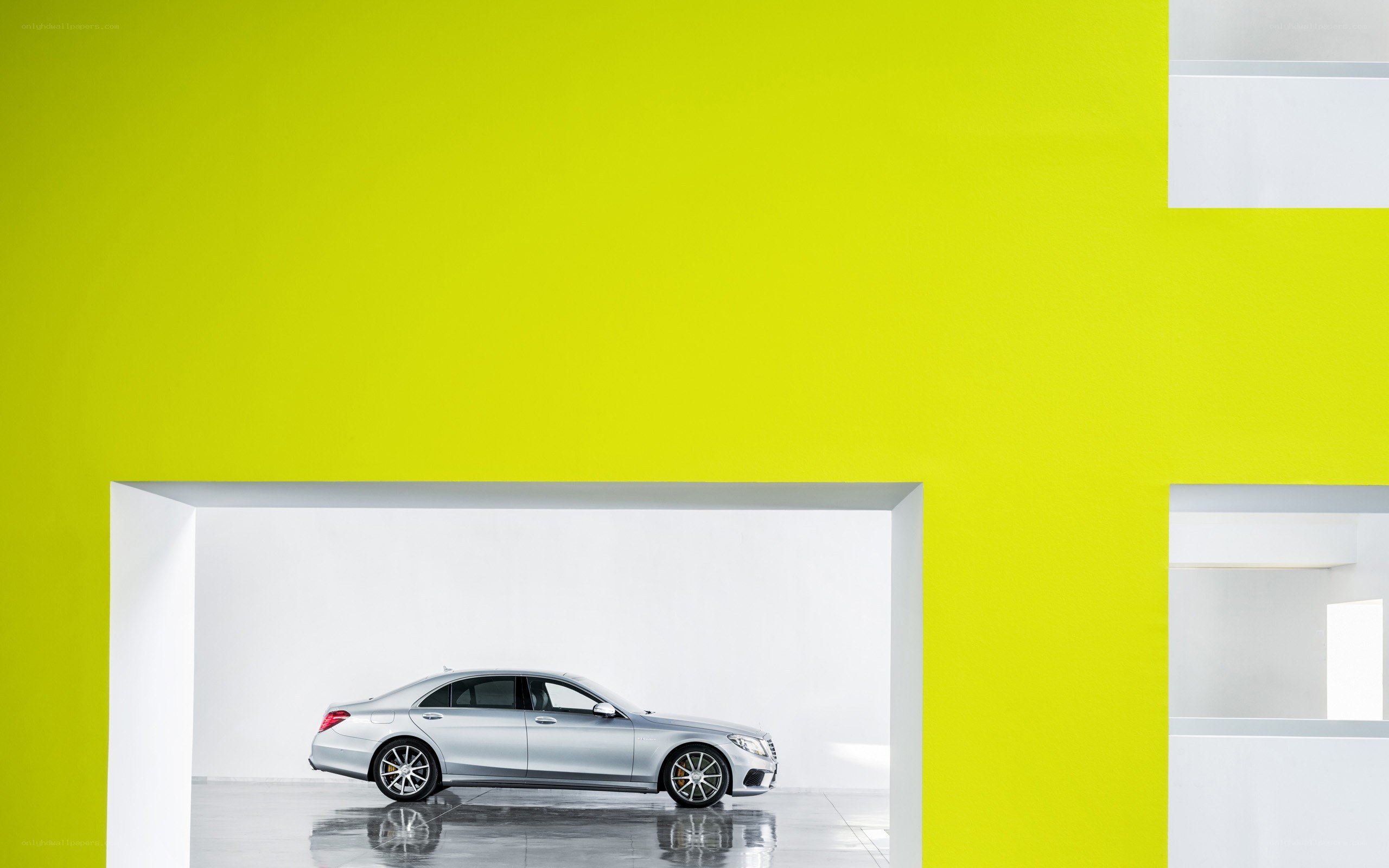 Silver sedan in modern gallery