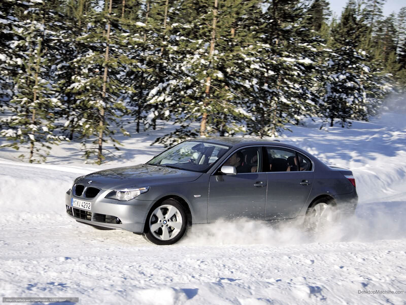 Silver Sedan in Snow — Gray